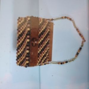 Vtg 1940s Gaymode wood beaded wood purse.